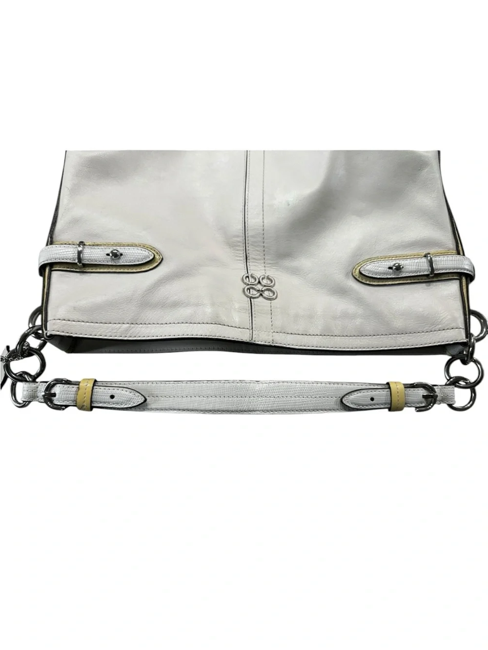 Coach Leather Purse & Charm Colette Cream Shoulder Bag Hobo Horse Carriage